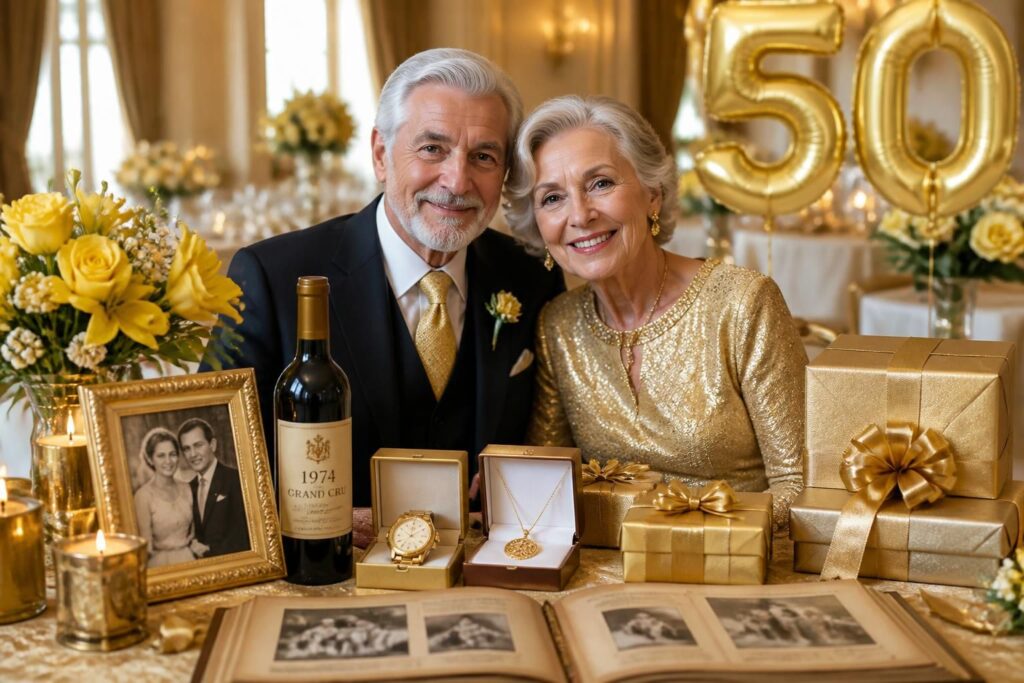 découvrez des idées cadeaux originales et mémorables pour célébrer les noces d'or, 50 ans de mariage remplis d'amour et de complicité.