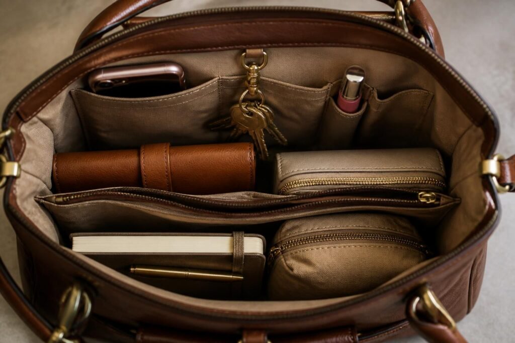 découvrez des astuces pratiques pour organiser efficacement l'intérieur de votre sac à main et garder vos essentiels bien rangés au quotidien.
