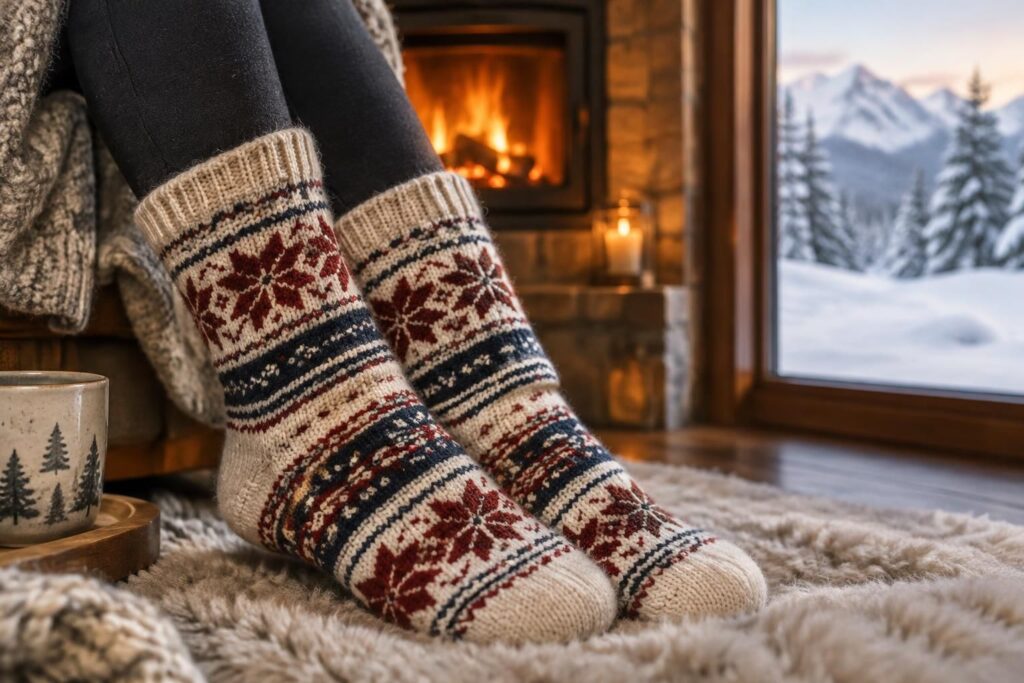 découvrez nos chaussettes nordiques, douces et chaudes, idéales pour garder vos pieds confortables et affronter l’hiver en toute sérénité.